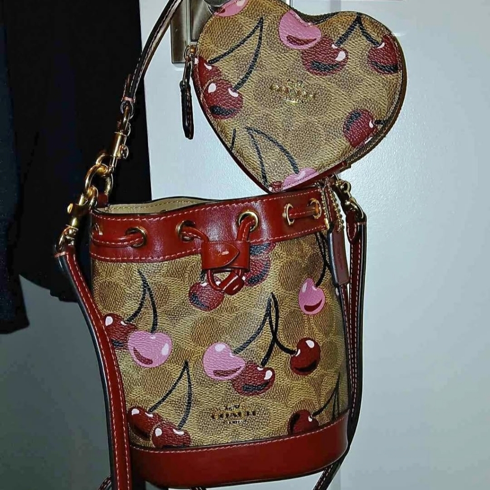 Coach Cherry Mini Bucket & Wallet LIKE NEW